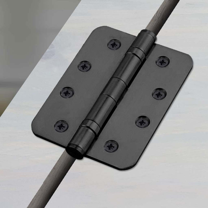 4x Cratus Exterior Matt Black Radius Corner Hinges - 102x76mm