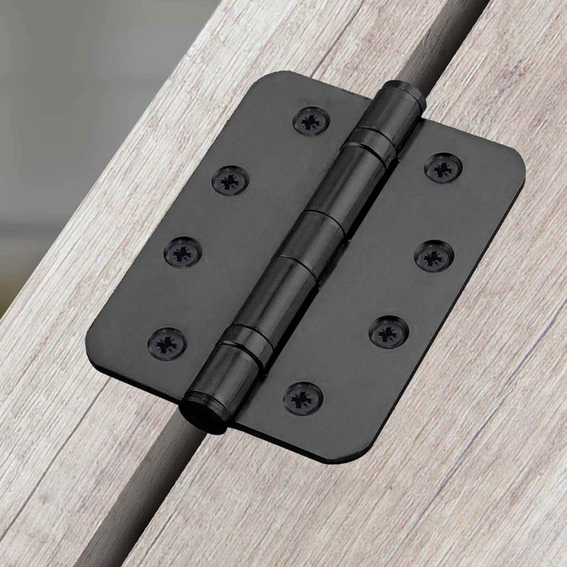 One Pair of Cratus Exterior Matt Black Radius Cornered Ball Bearing Hinges - 102x76x3mm