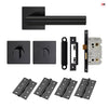 Orlando Door Lever Bathroom Handle Pack - 4 Square Hinges - Matt Black