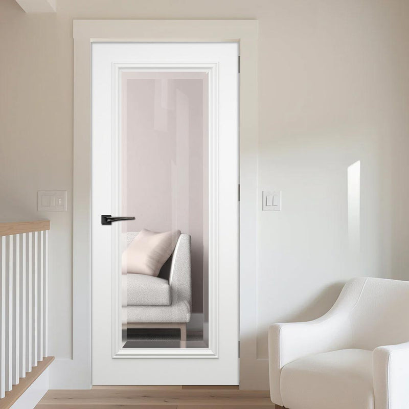 Blenheim White Primed Internal Door - Clear Bevelled Glass