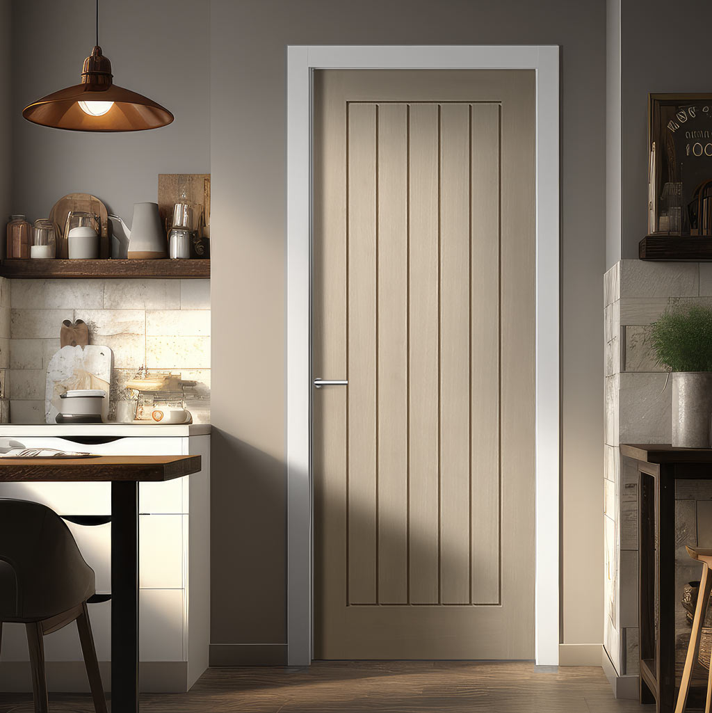 Mexicano Blonde Oak Internal Door - Vertical Lining - Prefinished ...