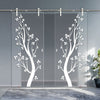 Double Glass Sliding Door - Solaris Tubular Stainless Steel Sliding Track & Blooming Tree 8mm Clear Glass - Obscure Printed Design