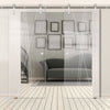 Double Glass Sliding Door - Solaris Tubular Stainless Steel Sliding Track & Borthwick 8mm Clear Glass - Obscure Printed Design