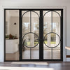 ThruEasi Black Room Divider - Bowery Clear Glass Prefinished Door Pair with Full Glass Side