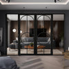 ThruEasi Black Room Divider - Bowery Clear Glass Prefinished Door Pair with Full Glass Sides