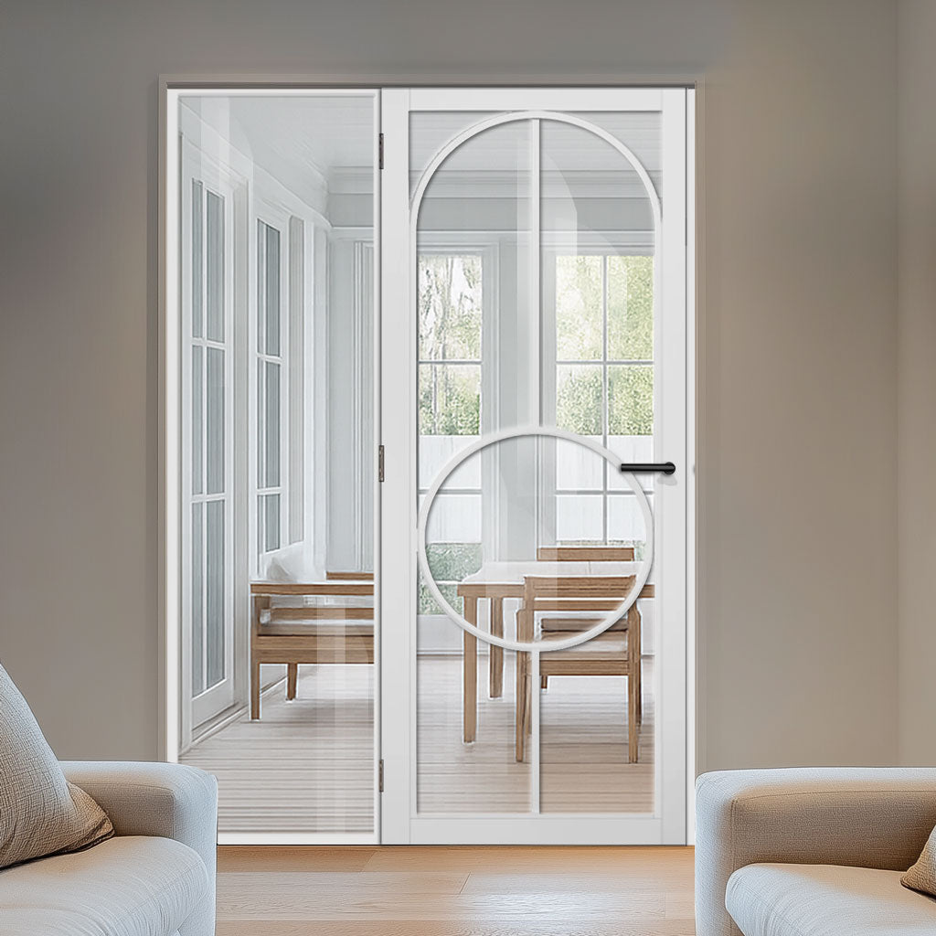 ThruEasi White Room Divider - Bowery Clear Glass Primed Door with Full Glass Side