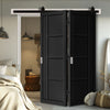 SpaceEasi Top Mounted Black Folding Track & Double Door - Brixton Black Door - Prefinished - Urban Collection