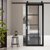 Top Mounted Sliding Track & Door - Brixton Black Door - Prefinished - Clear Glass - Urban Collection