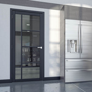 Image: Brixton Black Internal Door - Prefinished - Tinted Glass - Urban Collection