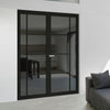 Brixton Black Internal Door Pair - Prefinished - Tinted Glass - Urban Collection