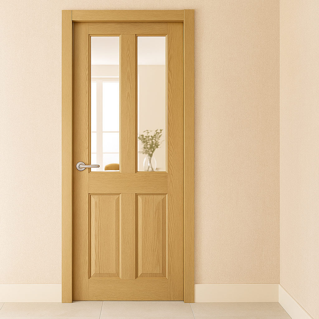 Bury American White Oak Fire Internal Door  - Clear Glass - 1/2 Hour Fire Rated - Prefinished