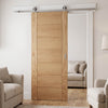 Top Mounted Stainless Steel Sliding Track & Door - Carini Oak Internal Door - Unfinished