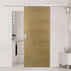 Top Mounted Stainless Steel Sliding Track & Cadiz Real American White Oak Crown Cut Veneer Door - Prefinished
