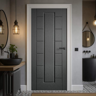 Image: Cairgorm Slate Grey Grained Internal PVC Door - Ideal for Bathrooms