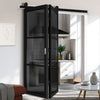 SpaceEasi Top Mounted Black Folding Track & Double Door - Camden Black Door - Prefinished - Tinted Glass - Urban Collection