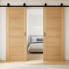 Top Mounted Black Sliding Track & Double Door - Carini Oak Internal Door - Prefinished