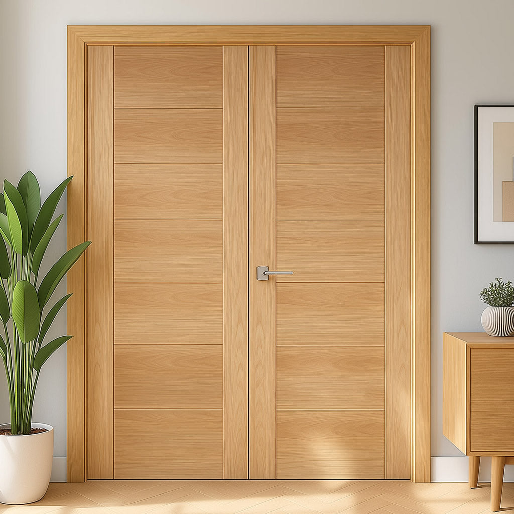 Carini 7P Oak Internal Internal Door Pair - Prefinished