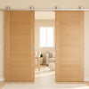 Top Mounted Stainless Steel Sliding Track & Double Door - Carini Oak Internal Door - Prefinished