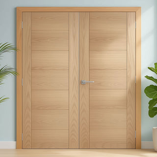 Image: Carini 7P Oak Internal Door Pair - Unfinished