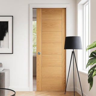 Image: Carini 7P Oak Single Evokit Pocket Door - Unfinished