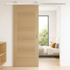 Top Mounted Stainless Steel Sliding Track & Door - Carini Oak Internal Door - Unfinished