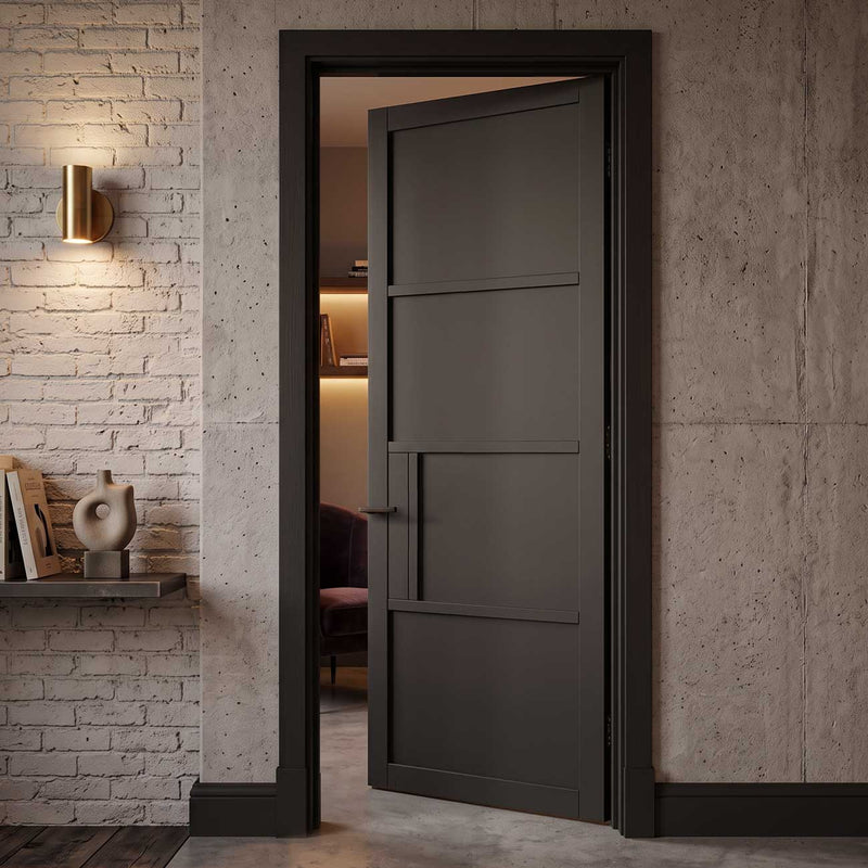 Chelsea 4 Panel Black Painted Internal Door - Prefinished