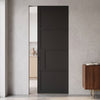 Chelsea 4 Panel Black Painted Absolute Frameless Single Pocket Door - Prefinished
