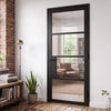 Chelsea 4 Pane Black Painted Internal Door - Clear Reeded Glass - Prefinished