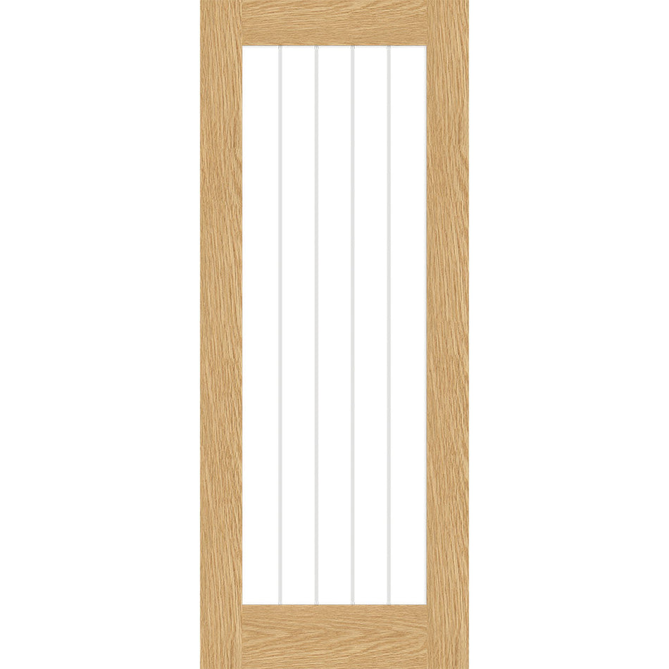 Valdor - Cheshire Oak Internal Door Pair - Clear Glass - Unfinished