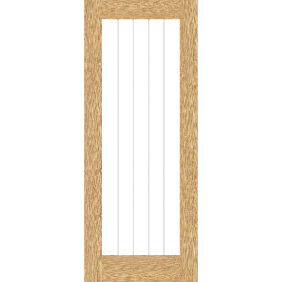 Valdor - Cheshire Oak Internal Door - Clear Glass - Unfinished