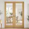 Valdor - Cheshire Oak Internal Door Pair - Clear Glass - Unfinished
