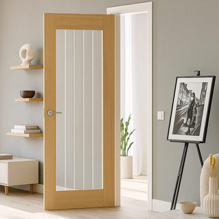 Image: Valdor - Cheshire Oak Internal Door - Clear Glass - Prefinished