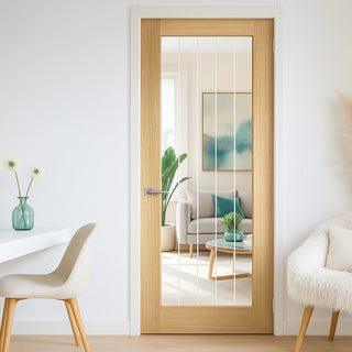 Image: Valdor - Cheshire Oak Internal Door - Clear Glass - Unfinished
