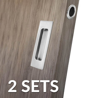 Image: 2 Pairs of Chester 120mm Sliding Door Oblong Flush Pulls and 2x  Finger Pull - Polished Stainless Steel