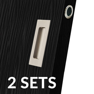 Image: 2 Pairs of Chester 120mm Sliding Door Oblong Flush Pulls and 2x  Finger Pull - Satin Stainless Steel