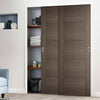 Minimalist Wardrobe Door & Frame Kit - Two Vancouver Flush Chocolate Grey Doors - Prefinished