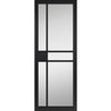 Top Mounted Black Sliding Track & Door - Industrial City Black Internal Door - Clear Glass - Prefinished