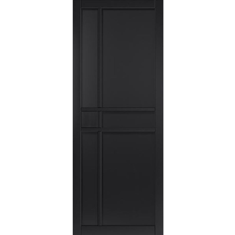 Sliding Top Mounted Black Folding Track & Double Door - Industrial City Black Panel Internal Door - Prefinished