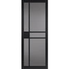Top Mounted Black Sliding Track & Double Door - Industrial City Black Internal Door - Tinted Glass - Prefinished