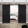 Top Mounted Black Sliding Track & Double Door - Industrial City Black Panel Internal Door - Prefinished