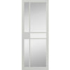 Sliding Top Mounted Black Folding Track & Double Door - Industrial City White Internal Door - Clear Glass - Prefinished