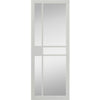 SpaceEasi Top Mounted Black Folding Track & Double Door - Industrial City White Internal Door - Clear Glass - Prefinished