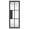 Top Mounted Stainless Steel Sliding Track & Double Door - Industrial Civic Black Internal Door - Clear Glass - Prefinished