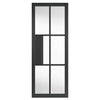 SpaceEasi Top Mounted Black Folding Track & Double Door - Industrial Civic Black Internal Door - Clear Glass - Prefinished
