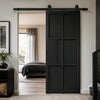 Top Mounted Black Sliding Track & Door - Industrial Civic Black Internal Door - Prefinished