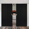 Top Mounted Stainless Steel Sliding Track & Double Door - Industrial Civic Black Internal Door - Prefinished