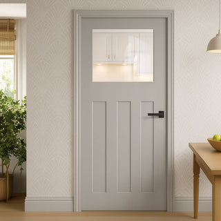 Image: UK Made to Measure - Wilton 1930'  Interior Door - Clear Glass - Premium Primed - 7 Colour Options