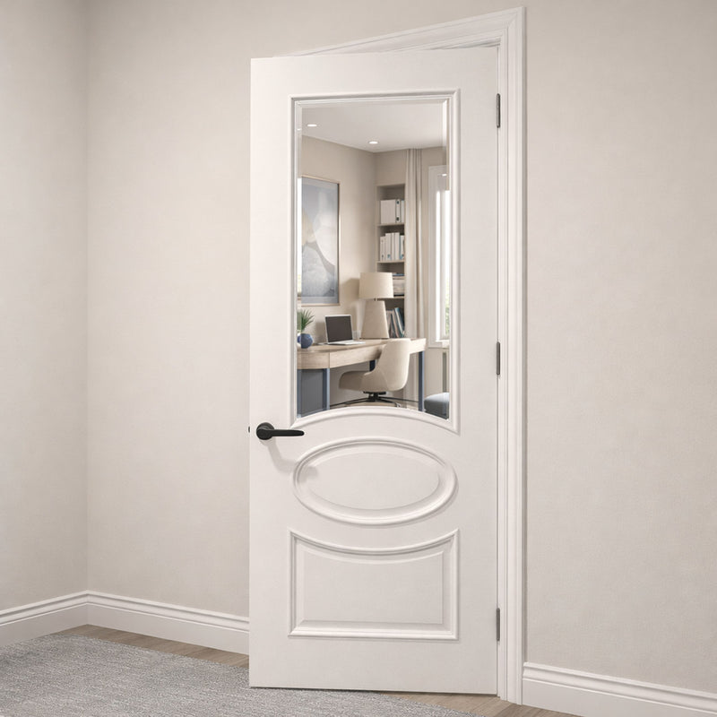 Clarendon White Primed Internal Door - Clear Bevelled Glass