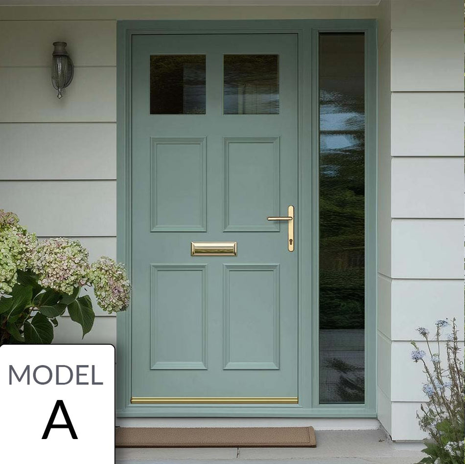Exterior Colonial 2L 4P Front Door with Single Sidelight - Customisable: Size, Colour, Glass and Sidelight Options