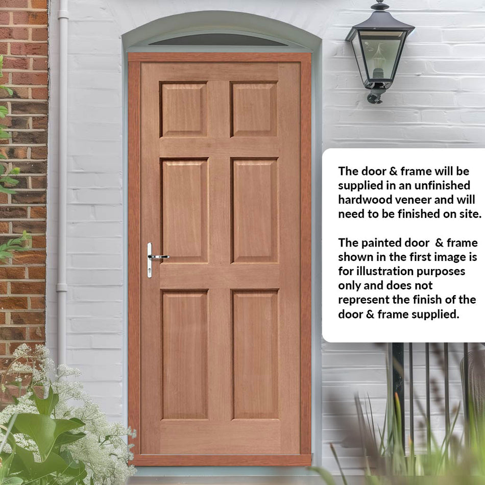 Colonial External Hardwood Wooden 6 Panel Front Door and Frame Set